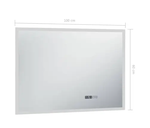 Vannitoa Led-Seinapeegel Puuteanduri Ja Ajanäidikuga 100X60 Cm