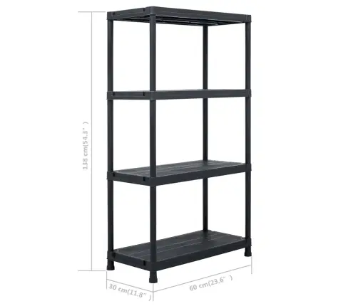 Uzglabāšanas Plaukts, Melns, 100 Kg, 60X30X138 Cm, Plastmasa Vidaxl