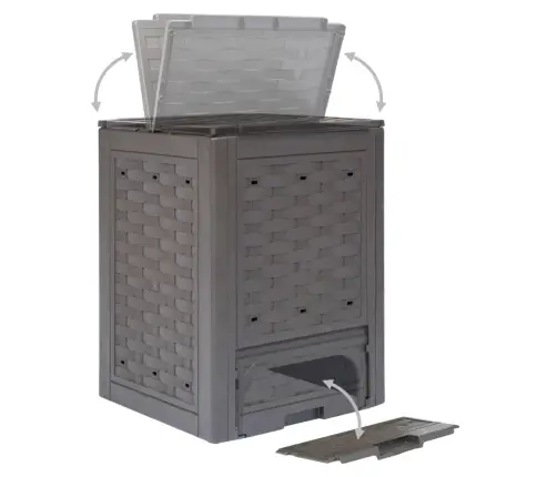 Aiakomposter, Pruun, 60 X 60 X 83 cm 300 L, Plastrotang