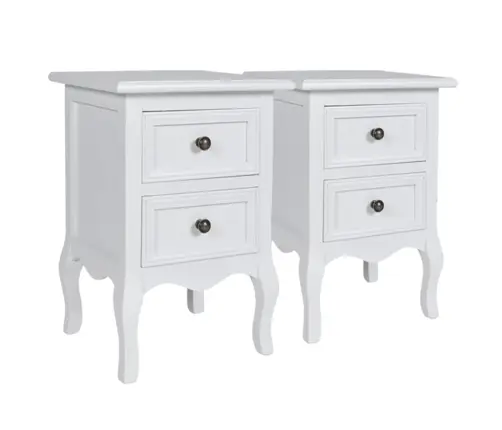 Naktsskapīši Ar 2 Atvilktnēm, 4 Gab., Balts Mdf Vidaxl