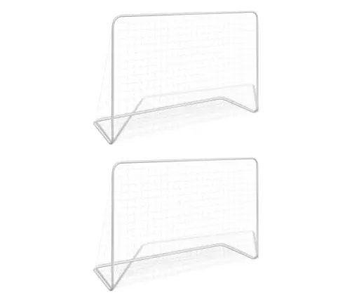Futbola Vārti Ar Tīklu, 2 Gab., 182X61X122 Cm, Tērauds, Balti Vidaxl