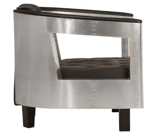 Atpūtas Krēsls, Aviācijas Dizains, Melna Dabīgā Āda Vidaxl