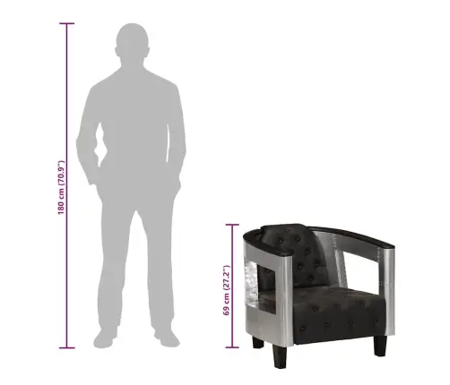 Atpūtas Krēsls, Aviācijas Dizains, Melna Dabīgā Āda Vidaxl