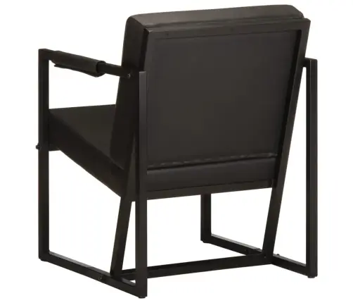 Atpūtas Krēsls, Melna Dabīgā Āda Vidaxl