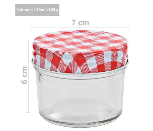 Ievārījuma Burciņas, Balti Sarkani Vāciņi, 24 Gab., 110 Ml Vidaxl
