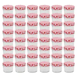 Valgete Ja Punaste Kaantega Klaasist Moosipurgid 48 Tk, 110 Ml