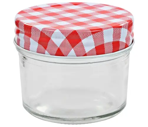 Valgete Ja Punaste Kaantega Klaasist Moosipurgid 48 Tk, 110 Ml