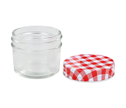 Valgete Ja Punaste Kaantega Klaasist Moosipurgid 48 Tk, 110 Ml