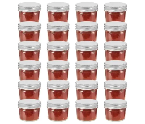 Ievārījuma Burciņas, Sudraba Krāsas Vāciņi, 24 Gab., 110 Ml Vidaxl