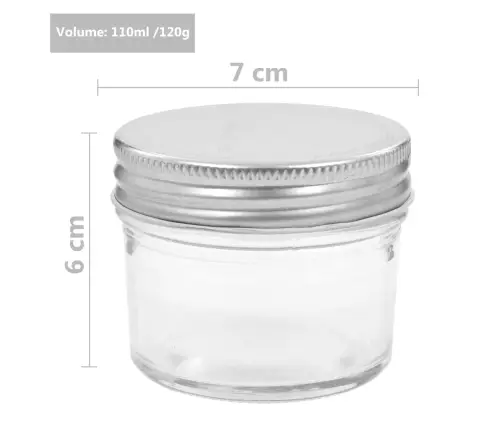 Ievārījuma Burciņas, Sudraba Krāsas Vāciņi, 48 Gab., 110 Ml Vidaxl