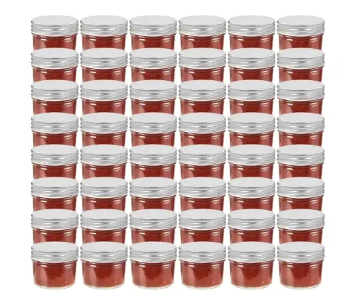 Ievārījuma Burciņas, Sudraba Krāsas Vāciņi, 48 Gab., 110 Ml Vidaxl