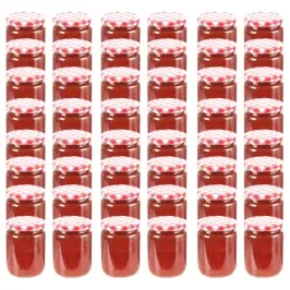 Ievārījuma Burciņas, Balti Sarkani Vāciņi, 48 Gab., 230 Ml Vidaxl