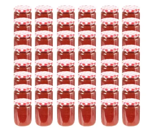 Ievārījuma Burciņas, Balti Sarkani Vāciņi, 48 Gab., 230 Ml Vidaxl