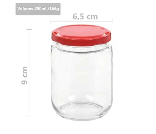 Ievārījuma Burciņas, Sarkani Vāciņi, 48 Gab., 230 Ml Vidaxl