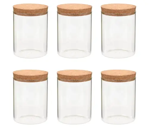 Stikliniai Indai Su Kamštiniais Dangteliais, 6Vnt., 650Ml