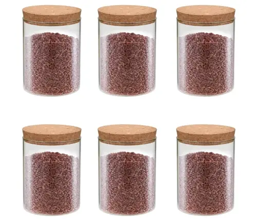 Stikliniai Indai Su Kamštiniais Dangteliais, 6Vnt., 650Ml