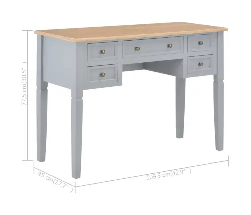 Rašomasis Stalas, Pilkos Spalvos, 109,5X45X77,5cm Mediena