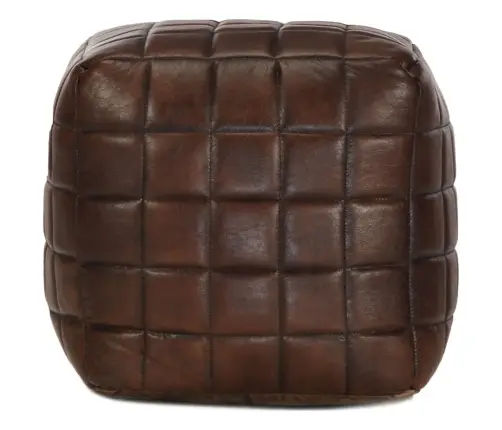 Pufas, Tamsiai Rudas, 40X40X40cm Tikra Ožkos Oda