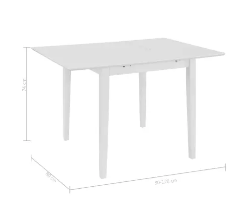 Izvelkams Virtuves Galds, (80-120)X80X74 Cm, Balts Mdf Vidaxl