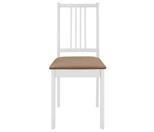 Virtuves Krēsli Ar Matračiem, 2 Gab., Balts Masīvkoks Vidaxl