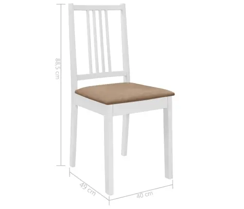 Virtuves Krēsli Ar Matračiem, 2 Gab., Balts Masīvkoks Vidaxl