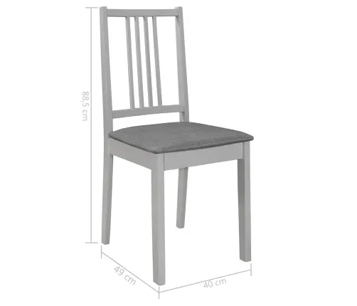 Virtuves Krēsli Ar Matračiem, 2 Gab., Pelēks Masīvkoks Vidaxl