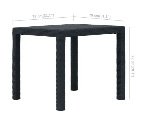 3-Daļīgs Plastmasas Dārza Mēbeļu Komplekts, Antracītpelēks Vidaxl