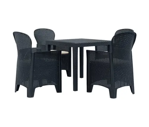 5-Daļīgs Plastmasas Dārza Mēbeļu Komplekts, Antracītpelēks Vidaxl