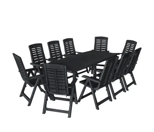 11-Osaline Aiamööblikomplekt, Plast, Antratsiithall