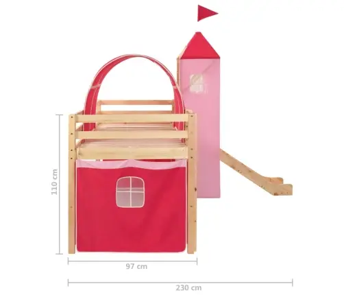 Laste Narivoodi Liumäe Ja Redeliga, Männipuit, 208 X 230 Cm