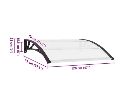 Ukse Varikatus, Must Ja Läbipaistev, 120 X 75 cm Pc