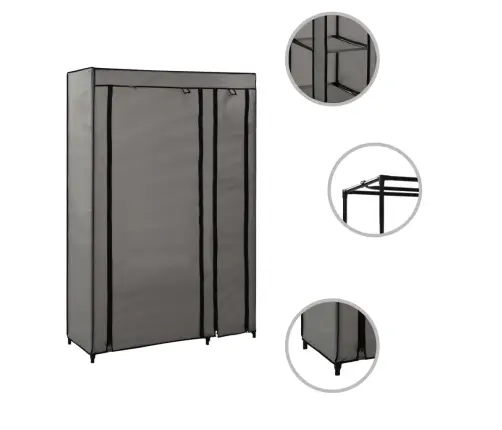 Salokāms Skapis, 110X45X175 Cm, Pelēks Audums Vidaxl