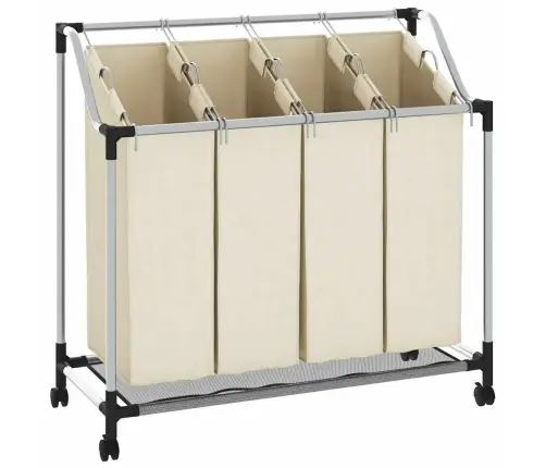 Veļas Kaste, 4 Nodalījumi, Krēmkrāsā, Tērauds Vidaxl