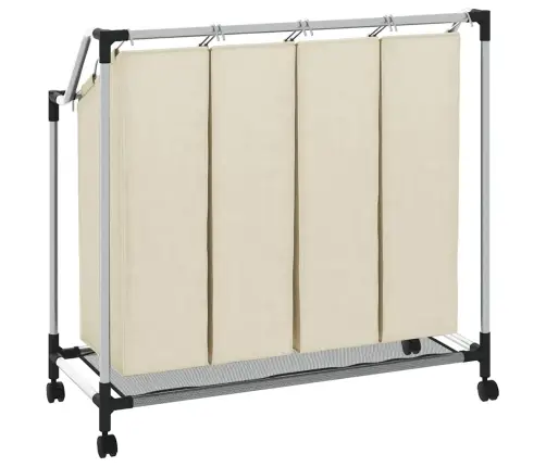 Veļas Kaste, 4 Nodalījumi, Krēmkrāsā, Tērauds Vidaxl