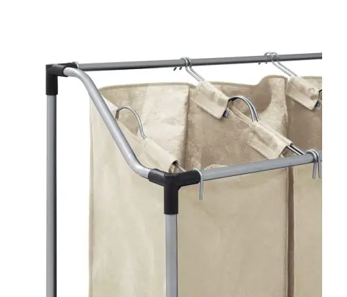 Veļas Kaste, 4 Nodalījumi, Krēmkrāsā, Tērauds Vidaxl