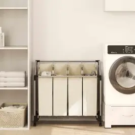 Veļas Kaste, 4 Nodalījumi, Krēmkrāsā, Tērauds Vidaxl