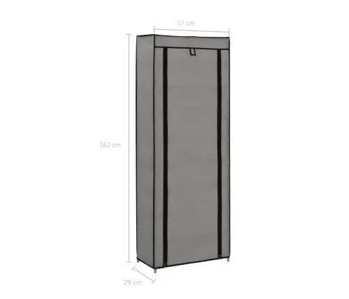 Apavu Skapis Ar Pārsegu, Pelēks, 57X29X162 Cm, Audums Vidaxl Apavu Skapis Ar Pārsegu, Pelēks, 57X29X162 Cm, Audums Vidaxl