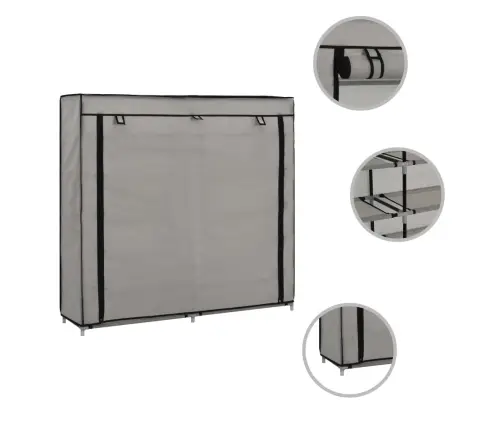 Apavu Skapis Ar Pārsegu, Pelēks, 115X28X110 Cm, Audums Vidaxl