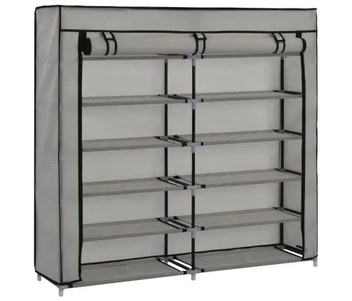 Apavu Skapis Ar Pārsegu, Pelēks, 115X28X110 Cm, Audums Vidaxl