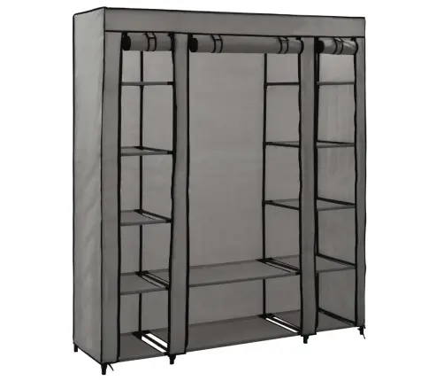 Auduma Skapis Ar Nodalījumiem, Stieņiem, Pelēks, 150X45X176 Cm Vidaxl