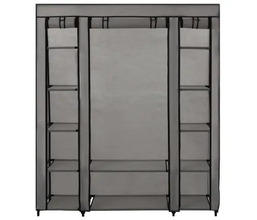 Auduma Skapis Ar Nodalījumiem, Stieņiem, Pelēks, 150X45X176 Cm Vidaxl