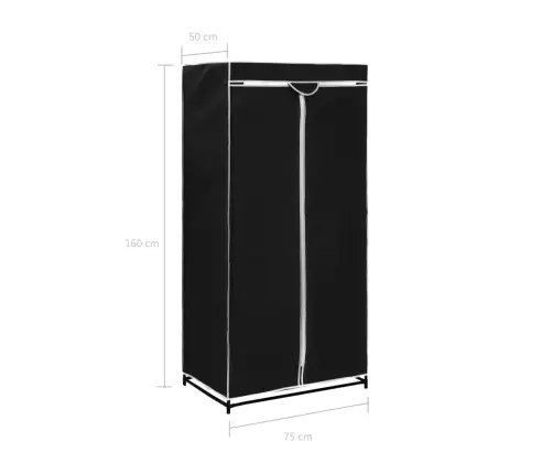 Skapis, 75X50X160 Cm, Melns Vidaxl