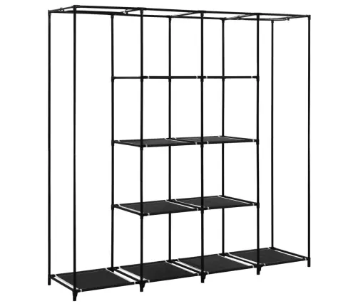 Drabužių Spinta Su 4 Skyriais, Juodos Spalvos, 175X45X170 Cm