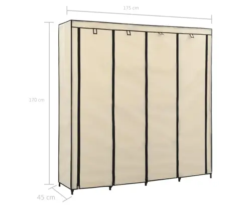 Skapis Ar 4 Nodalījumiem, Krēmkrāsa, 175X45X170 Cm Vidaxl