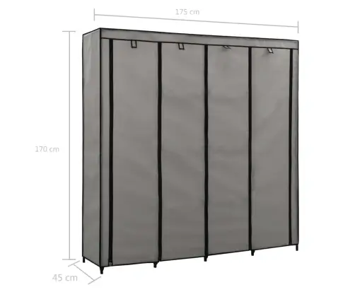 Skapis Ar 4 Nodalījumiem, Pelēks, 175X45X170 Cm Vidaxl