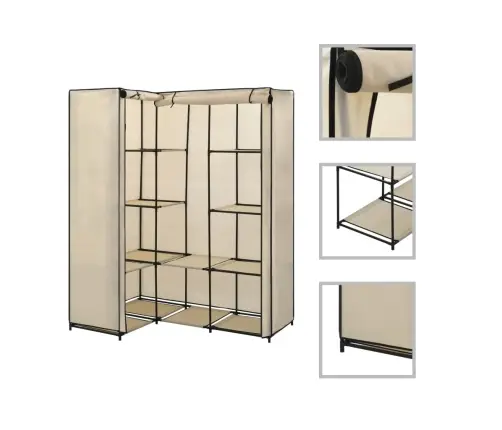 Kampinė Drabužių Spinta, Kreminė, 130X87X169Cm