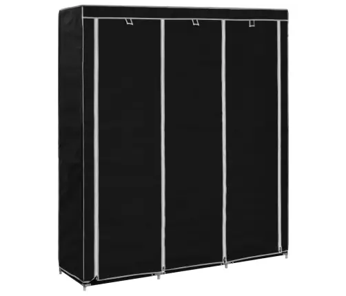 Auduma Skapis Ar Nodalījumiem Un Stieņiem, Melns, 150X45X175 Cm Vidaxl