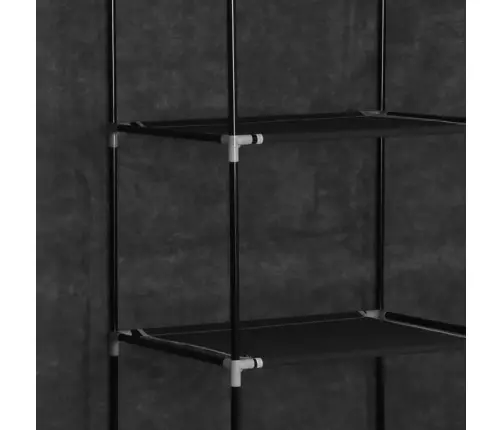 Auduma Skapis Ar Nodalījumiem Un Stieņiem, Melns, 150X45X175 Cm Vidaxl