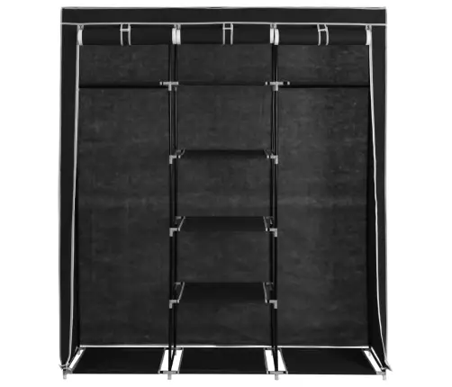 Auduma Skapis Ar Nodalījumiem Un Stieņiem, Melns, 150X45X175 Cm Vidaxl