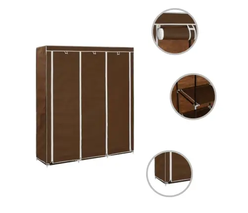 Auduma Skapis Ar Nodalījumiem Un Stieņiem, Brūns, 150X45X175 Cm Vidaxl